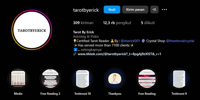 Tarot by Erick, Layanan Konsultasi Spiritual Online dari Indonesia yang Diminati Klien Global